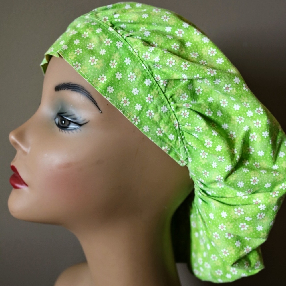 Spring flower bouffant scrub hat